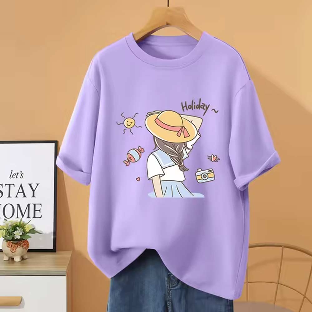 Holiday drop shoulder t shirt for women